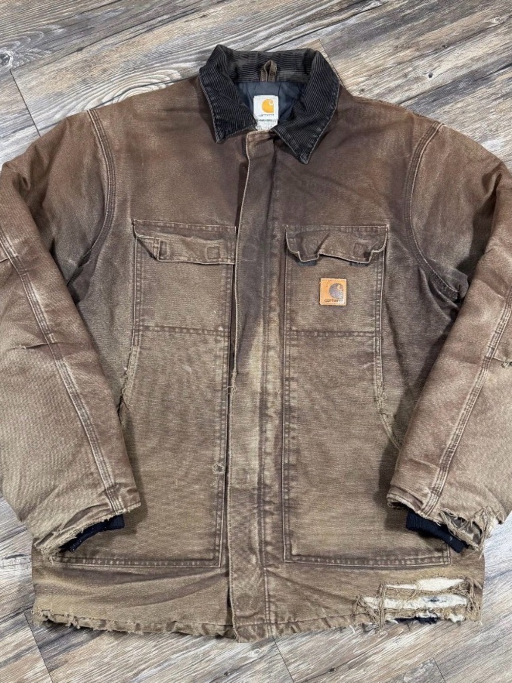 Carhartt Brown Canvas Work Jacket with Corduroy Collar